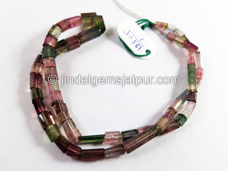 Bi Color Tourmaline Step Cut Pipe Beads